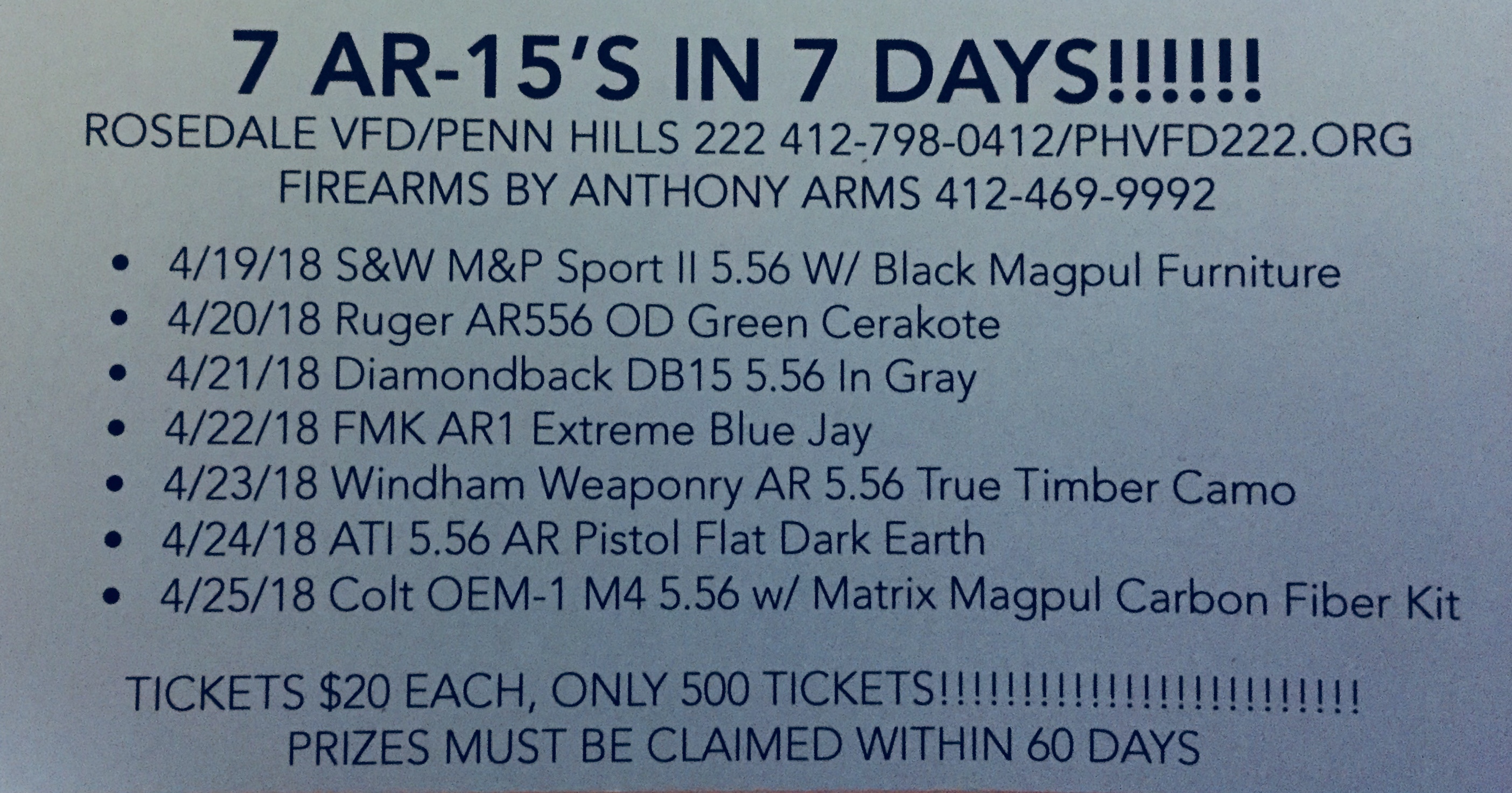 list of firearms for raffle